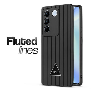 Glossy Matte Line Texture Back Cover for Vivo V27 Pro 5G