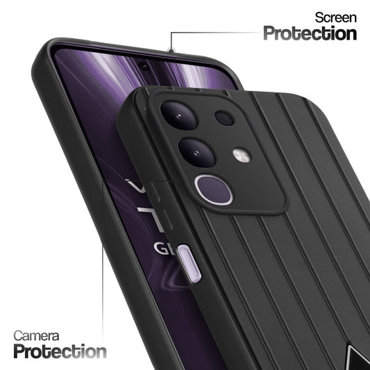 Glossy Matte Line Texture Back Cover for Vivo T4x 5G