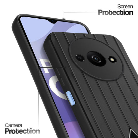 Glossy Matte Line Texture Back Cover for Poco C61