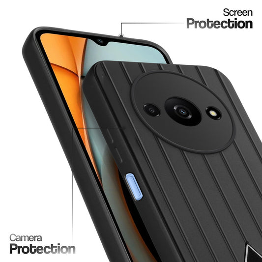 Glossy Matte Line Texture Back Cover for Redmi A3 2024