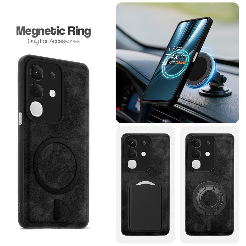 Cushion Grip Leather Case for Vivo T4x 5G