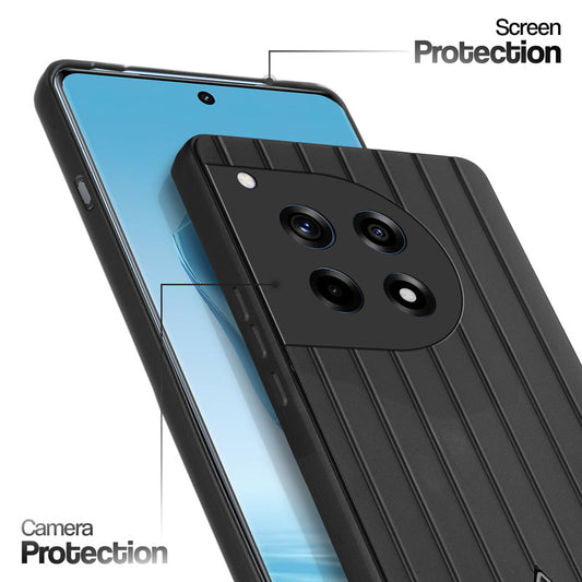 Glossy Matte Line Texture Back Cover for OnePlus 12R 5G