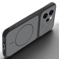 Angled view of Black mobile case for Oppo Reno 15 Pro Mini 5G with proper charging port cutout, speaker holes and strong corner protection.