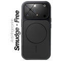 Anti-fingerprint smudge-free black MagSafe back cover for iPhone 13 Pro Max with matte finish.
