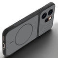 Angled view of Black mobile case for Oppo Reno 15 Pro 5G with proper charging port cutout, speaker holes and strong corner protection.