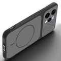 Angled view of Black mobile case for Oppo Reno 15 5G with proper charging port cutout, speaker holes and strong corner protection.