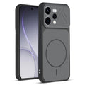 Front and back view of Black protective back cover for Oppo Reno 15 5G with textured sides, camera guard and slim fit design.