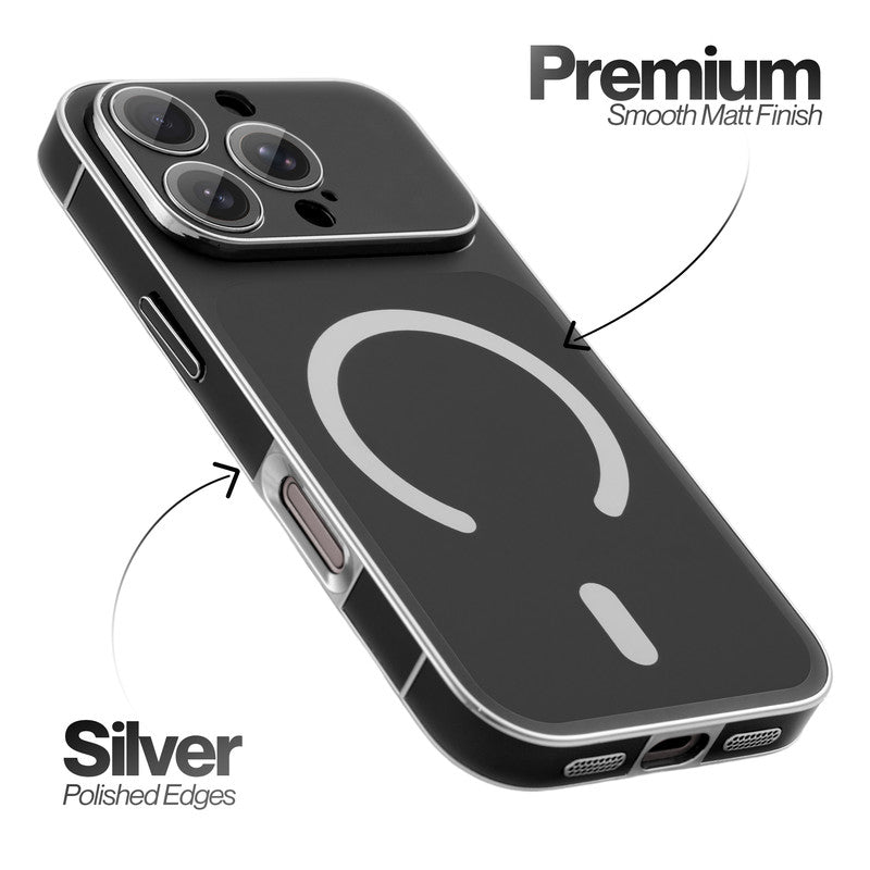 Matte Shine Silver Line Wireless Charging Support Back Cover Case For  Apple iPhone 16 Pro