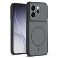 Front and back view of Black protective back cover for Oppo Reno 15 Pro Mini 5G with textured sides, camera guard and slim fit design.