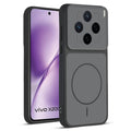 Front and back view of Black protective back cover for Vivo X200T 5G with textured sides, camera guard and slim fit design.