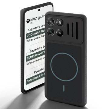 Dual Tone Silicone Grip Back Cover with Camera Protection for Motorola G67 Power 5G