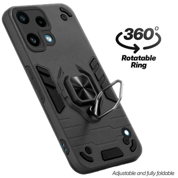 Dual layer shockproof back cover with 360° rotatable ring grip for Nothing Phone 3A Lite