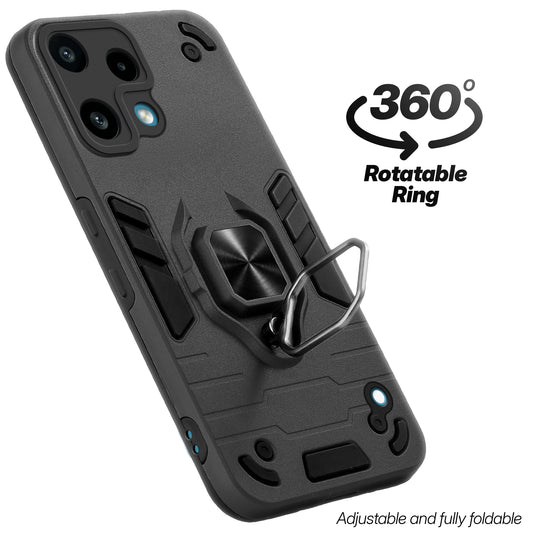 Dual Layer Shockproof Back Cover with 360° Rotatable Ring Grip & Impact Resistant Frame for Nothing Phone 3A Lite
