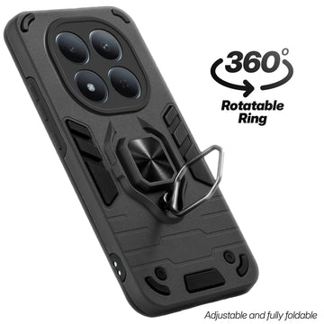 Dual layer shockproof back cover with 360° rotatable ring grip for Redmi Note 15 Pro 5G