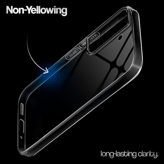 Crystal Clear Anti-Yellow Transparent Back Cover Case With Camera Ring Protection for Samsung S22 5G
