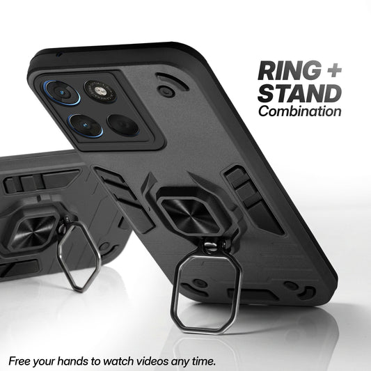 Motorola G57 Power 5G case with foldable ring stand for hands-free viewing in kickstand position