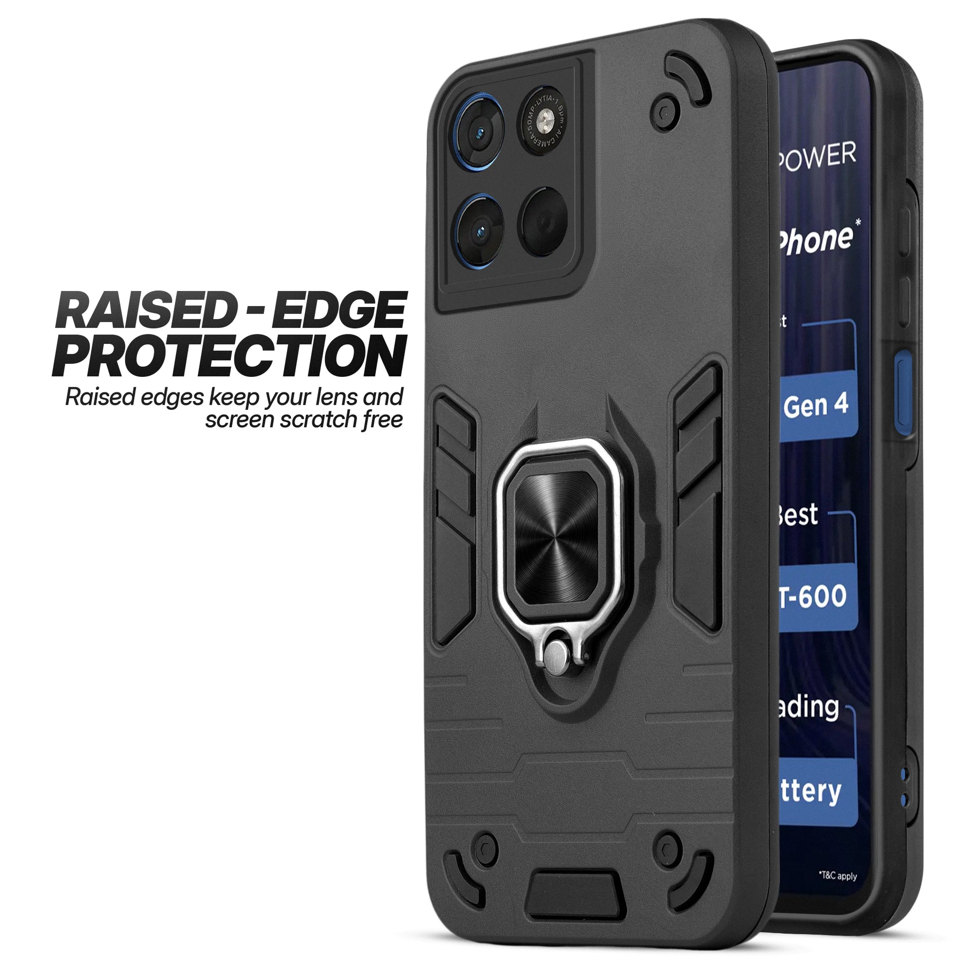 Motorola G57 Power 5G case showing raised edge protection for camera and screen