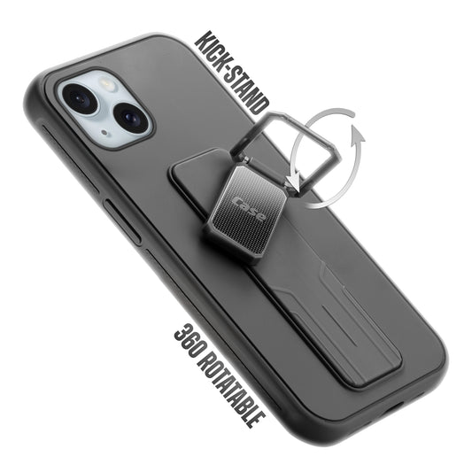 Premium Silicone Case with Metal Kickstand and Camera Protection Back Cover For Apple iPhone 14