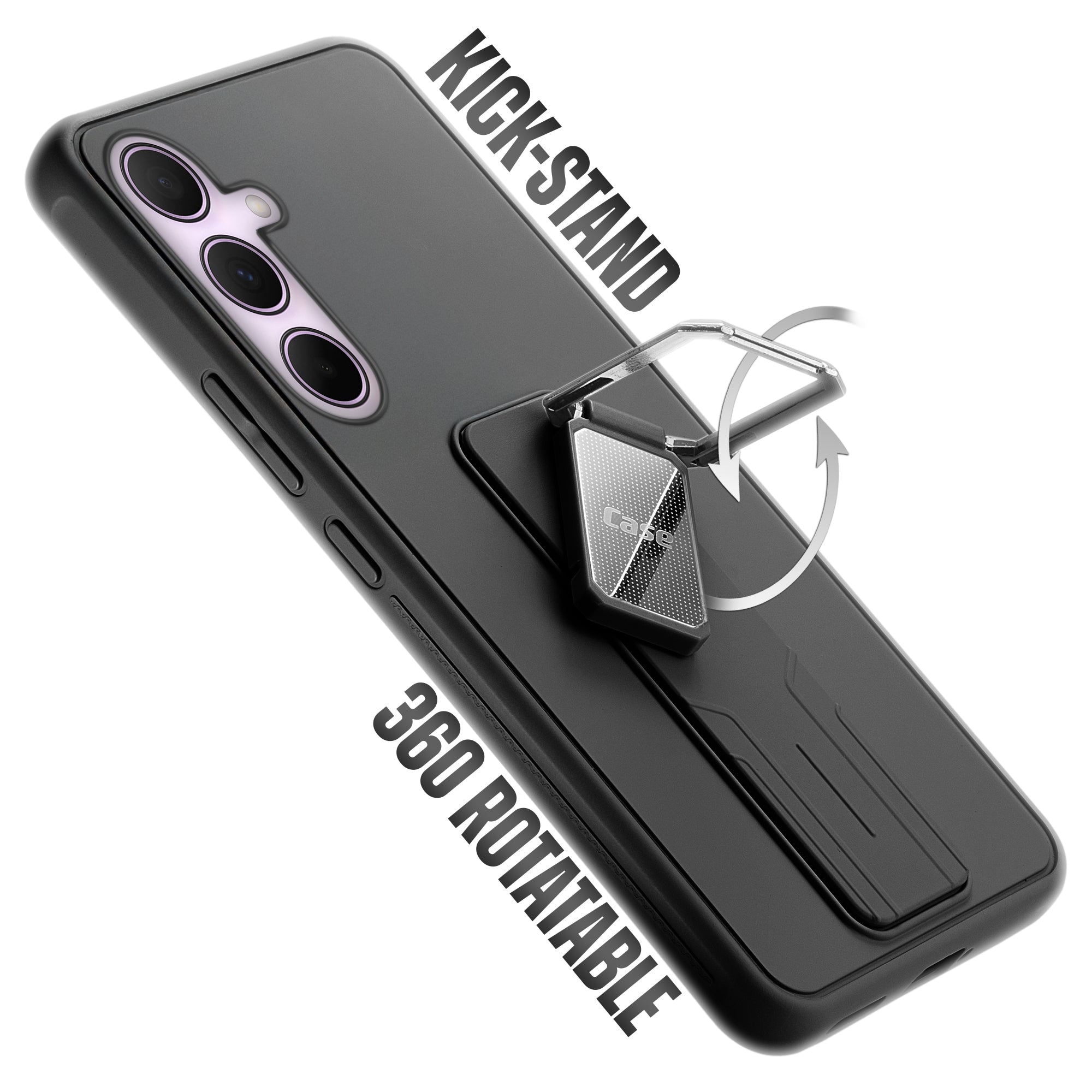 Premium Silicone Case with Metal Kickstand and Camera Protection Back Cover For Samsung A55 5G