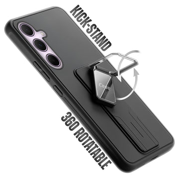 Premium Silicone Case with Metal Kickstand and Camera Protection Back Cover For Samsung A55 5G