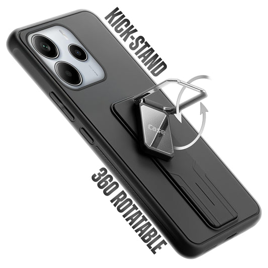 Premium Silicone Case with Metal Kickstand and Camera Protection Back Cover For Redmi Note 14 SE 5G