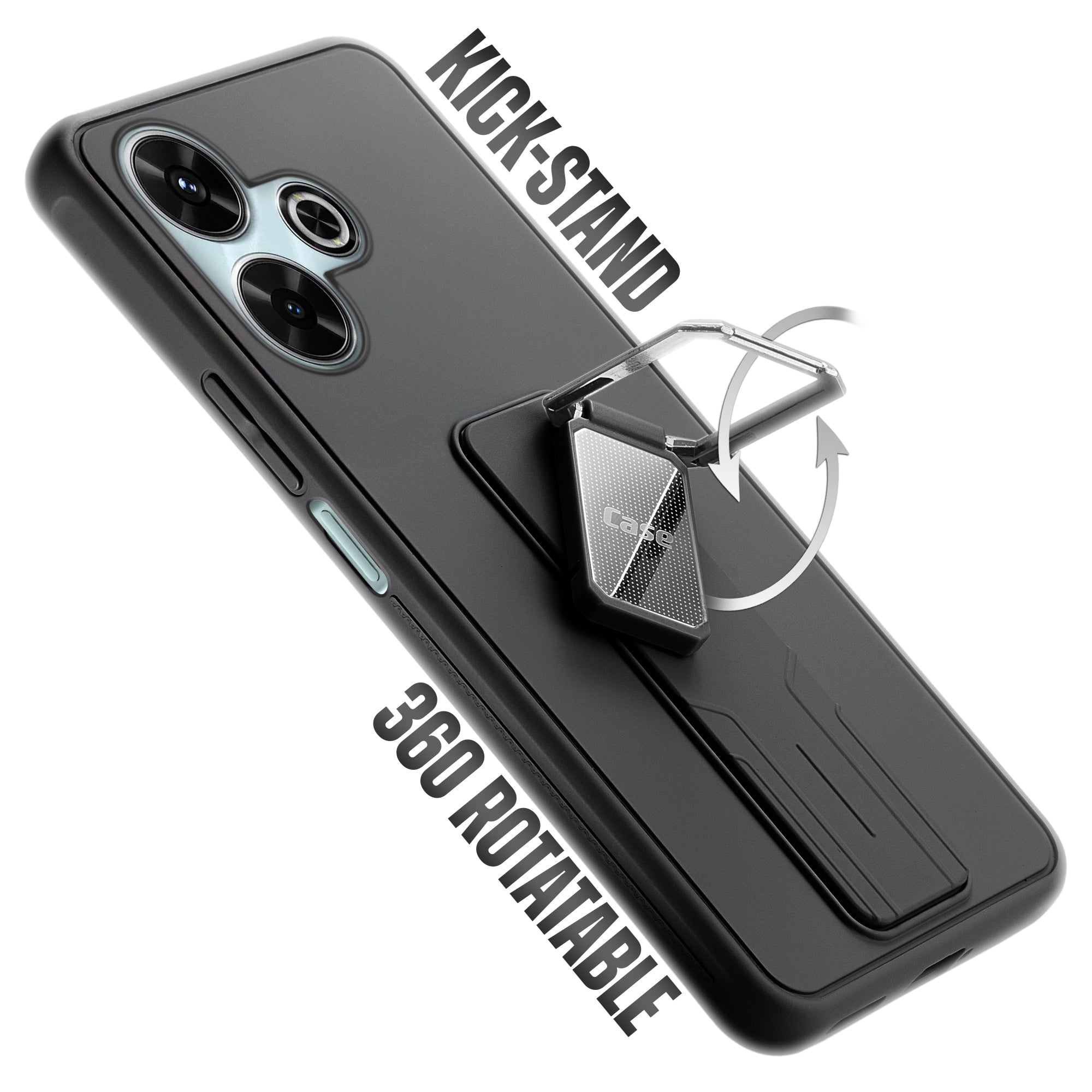 Premium Silicone Case with Metal Kickstand and Camera Protection Back Cover For Poco M6 Plus 5G