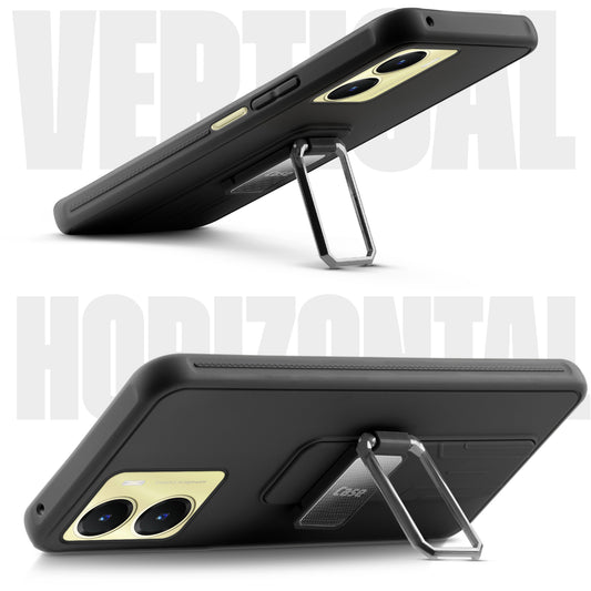 Premium Silicone Case with Metal Kickstand and Camera Protection Back Cover For Vivo T2x 5G