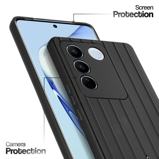 Glossy Matte Line Texture Back Cover for Vivo V27 5G