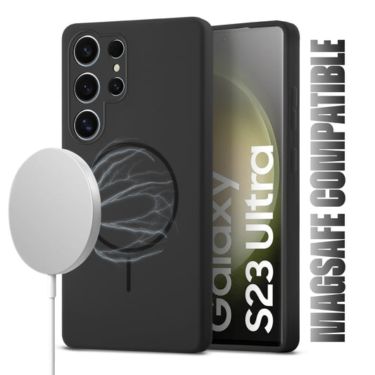 Liquid Silicon With Microfiber Lining Back Case For Samsung S23 Ultra 5G (MagSafe Compatible)