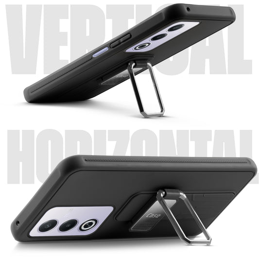 Premium Silicone Case with Metal Kickstand and Camera Protection Back Cover For Oppo A3 Pro 5G