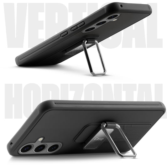 Premium Silicone Case with Metal Kickstand and Camera Protection Back Cover For Samsung S24 FE 5G