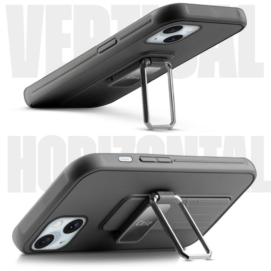 Premium Silicone Case with Metal Kickstand and Camera Protection Back Cover For Apple iPhone 14