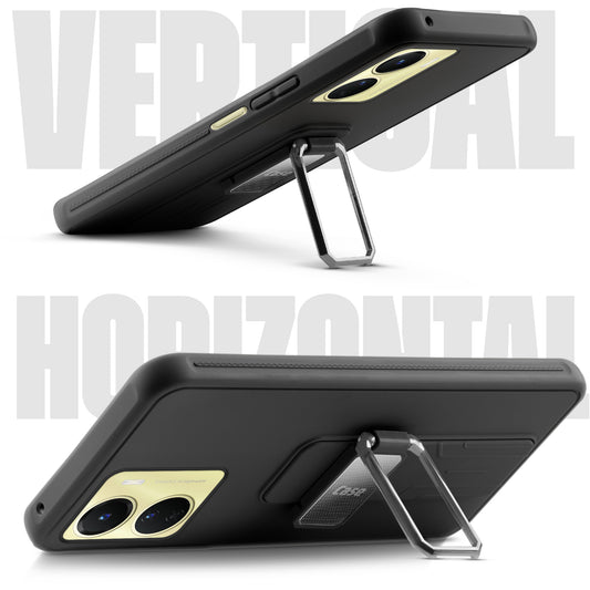 Premium Silicone Case with Metal Kickstand and Camera Protection Back Cover For Vivo Y56 5G
