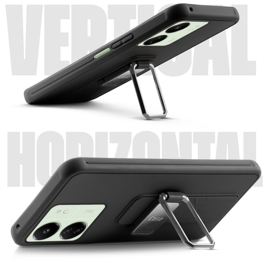 Premium Silicone Case with Metal Kickstand and Camera Protection Back Cover For Poco C65 5G