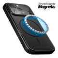 Black MagSafe compatible back cover for iPhone 14 Pro showing strong magnetic ring for secure MagSafe attachment.