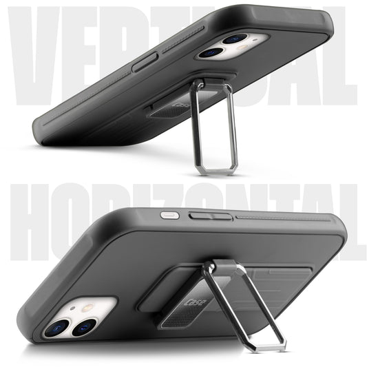 Premium Silicone Case with Metal Kickstand and Camera Protection Back Cover For Apple iPhone 12
