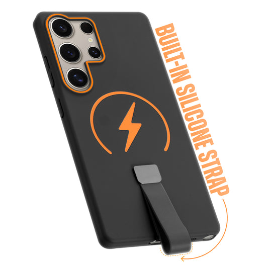 Compact and Stylish Silicon Finish Hard Cover For Samsung S24 Ultra 5G with Integrated Grip Strap & MagSafe Charging Support