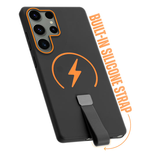 Compact and Stylish Silicon Finish Hard Cover For Samsung S23 Ultra 5G with Integrated Grip Strap & MagSafe Charging Support