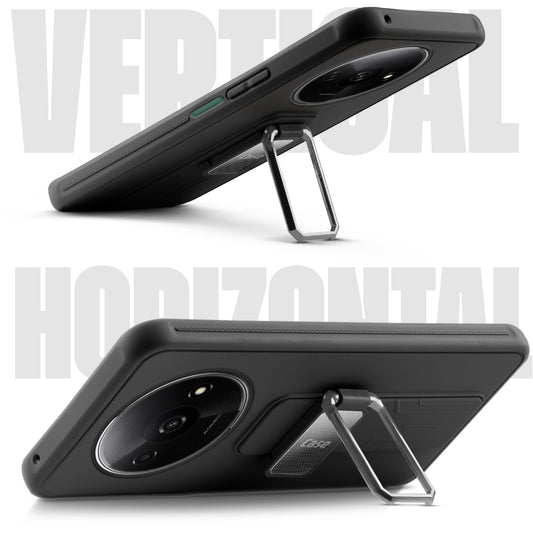 Premium Silicone Case with Metal Kickstand and Camera Protection Back Cover For Redmi A3 2024