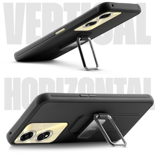 Premium Silicone Case with Metal Kickstand and Camera Protection Back Cover For Oppo A59 5G