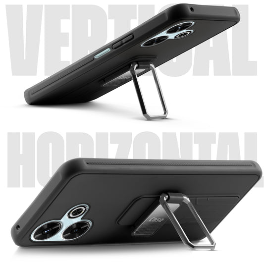 Premium Silicone Case with Metal Kickstand and Camera Protection Back Cover For Poco M6 Plus 5G