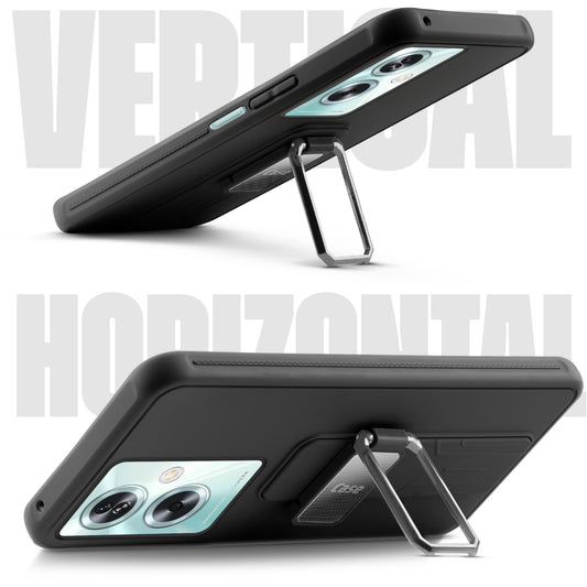 Premium Silicone Case with Metal Kickstand and Camera Protection Back Cover For Oppo A79 5G