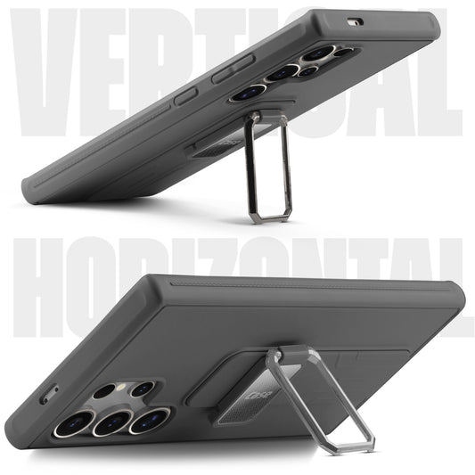 Premium Silicone Case with Metal Kickstand and Camera Protection Back Cover For Samsung S24 Ultra 5G