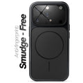 Anti-fingerprint smudge-free black MagSafe back cover for iPhone 14 Pro with matte finish.