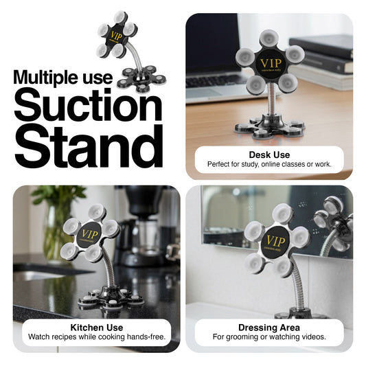 Double Sided Suction Phone Stand with 360° Rotation - Random Color