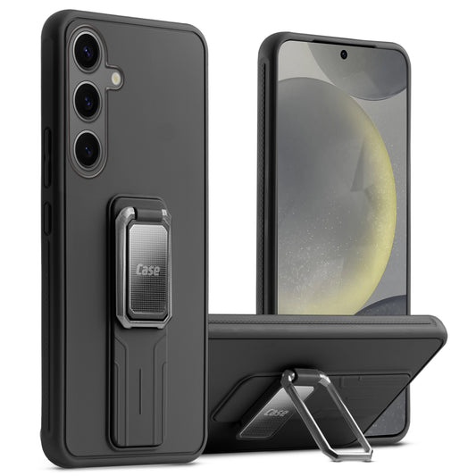 Premium Silicone Case with Metal Kickstand and Camera Protection Back Cover For Samsung S24 5G