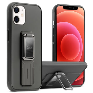 Premium Silicone Case with Metal Kickstand and Camera Protection Back Cover For Apple iPhone 12