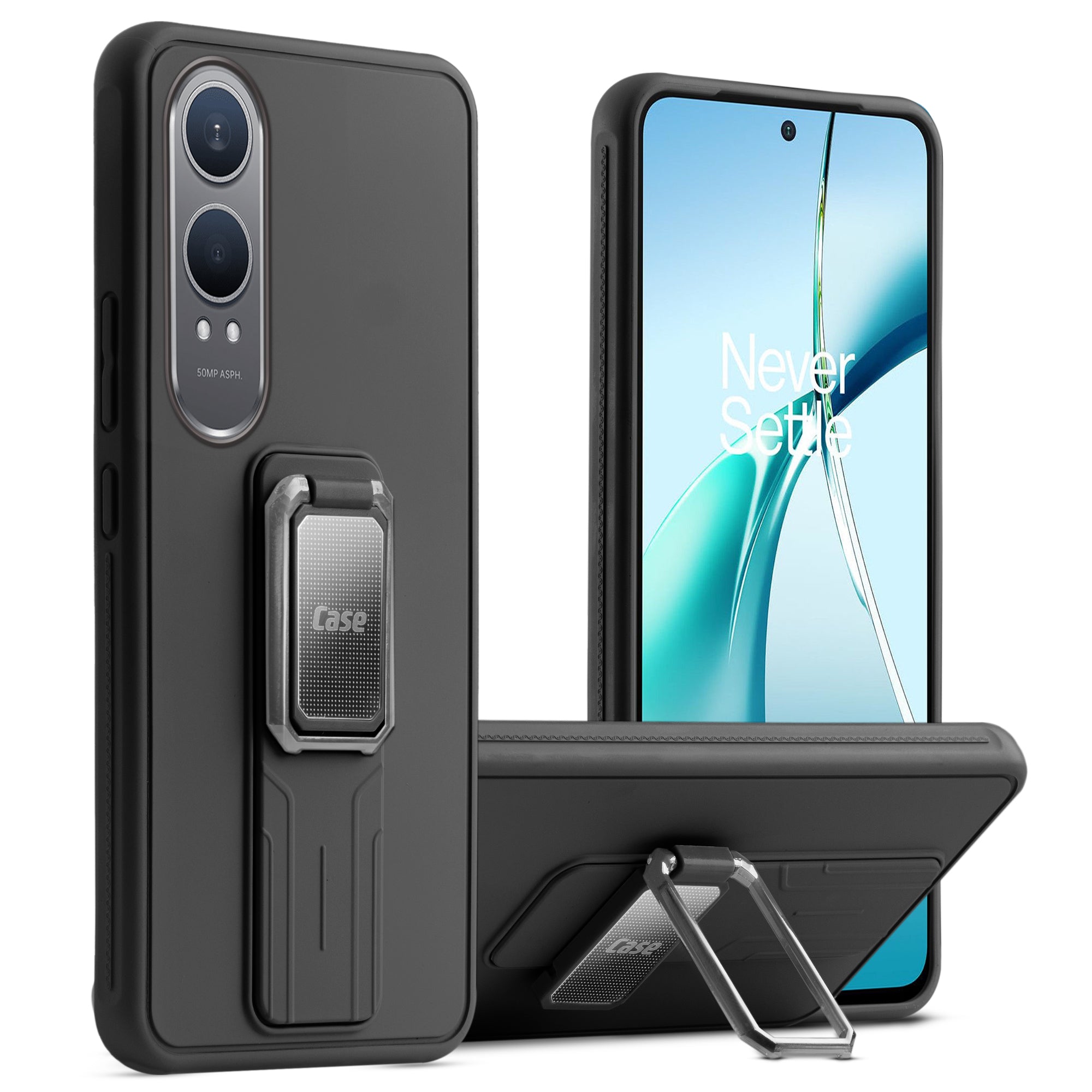 Premium Silicone Case with Metal Kickstand and Camera Protection Back Cover For OnePlus Nord CE 4 Lite 5G