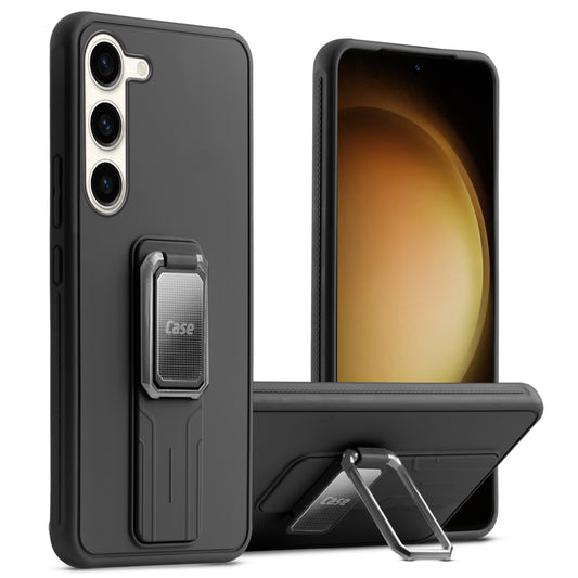 Premium Silicone Case with Metal Kickstand and Camera Protection Back Cover For Samsung S23 5G