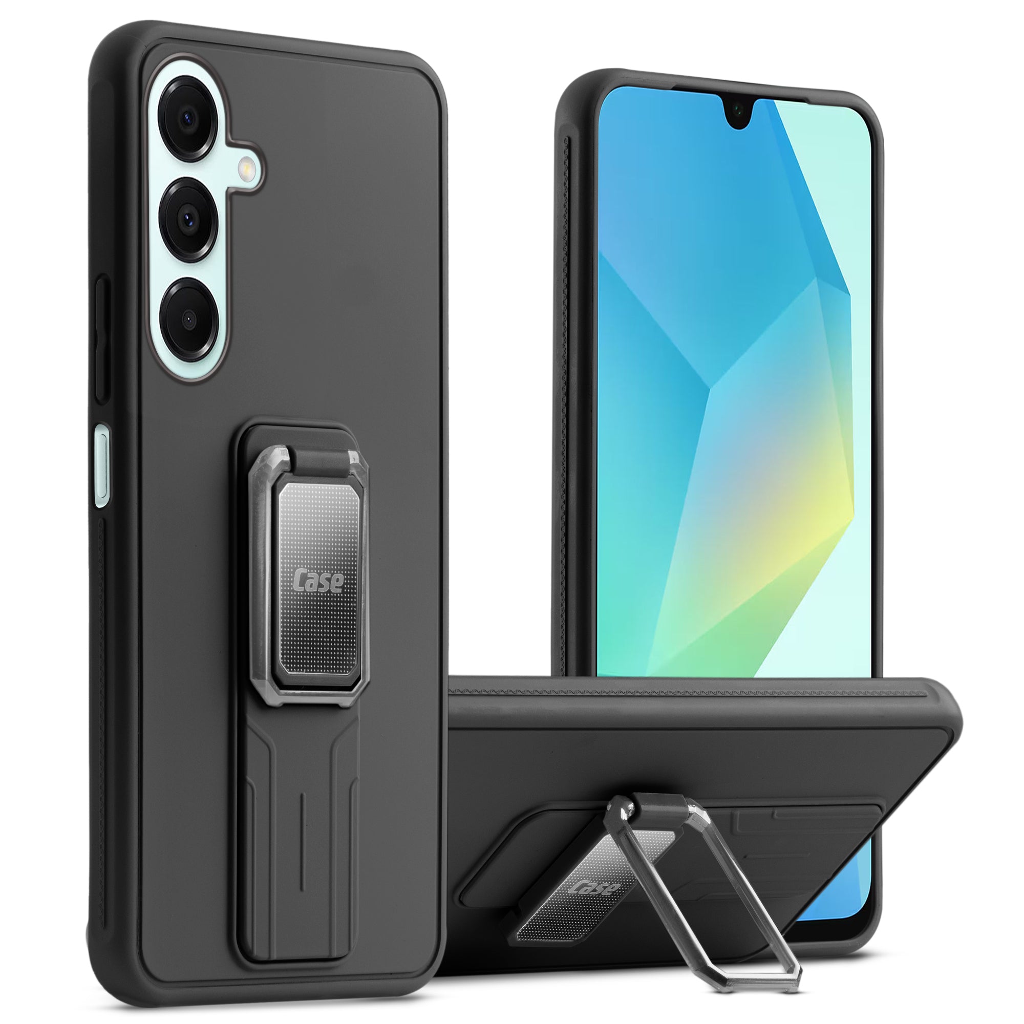 Premium Silicone Case with Metal Kickstand and Camera Protection Back Cover For Samsung A16 5G